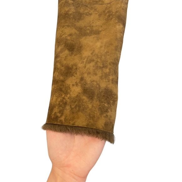 VTG Suede Penny Lane Finnraccoon & Shearling Lamb Fur Trench Coat - Picture 6 of 12